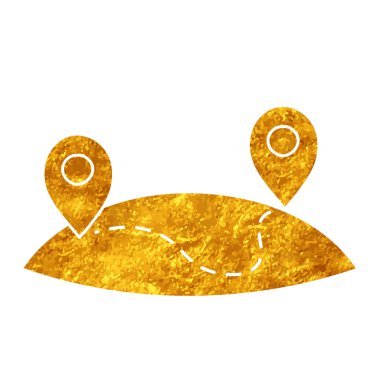 Altın rengi harita rotasında çizim