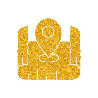 kıvrık kağıt simgesine altın rengi harita broşu ile çizmek