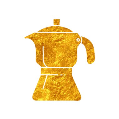 Kahve espresso demlik altın renginde çizim