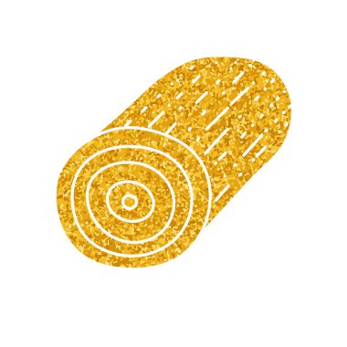 Altın renkli tek tahta kütük çizimi