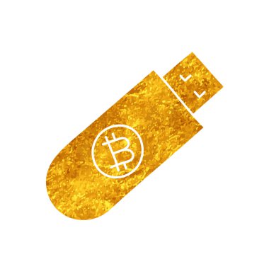 Bitcoin kripto para birimi çevrimdışı donanım cüzdanı konsepti altın rengi çizimi