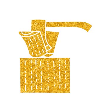 Altın renginde ahşap kıran balta çizimi