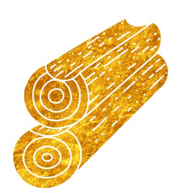 Kabin ahşap yığın altın renkli çizim