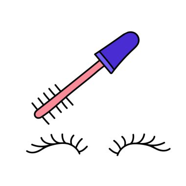 Kozmetik makyaj kirpik el çizimi renk vektörü çizimi