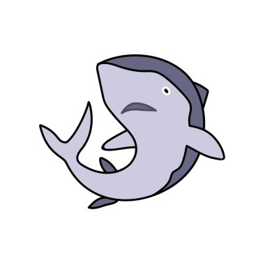 Köpekbalığı eliyle çizilmiş renk vektörü çizimi