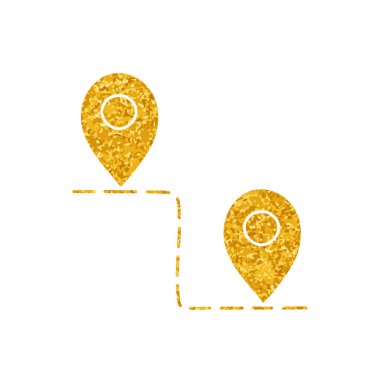 Altın rengi harita rota simgesinde çizim