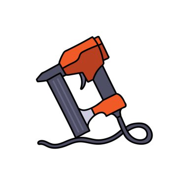 hava çivi tabancası el çizimi renk vektörü illüstrasyonu