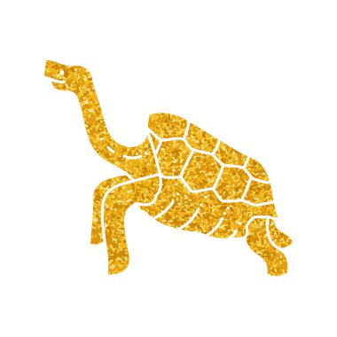 Galapagos dev kaplumbağası altın renkli çizim yapıyor.