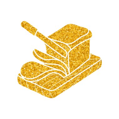 Altın renginde ekmek dilimleme çizimi