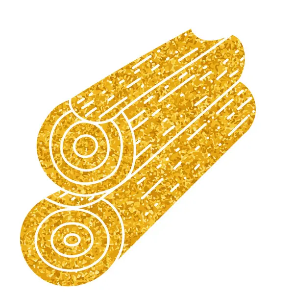 Kabin ahşap yığın altın renkli çizim