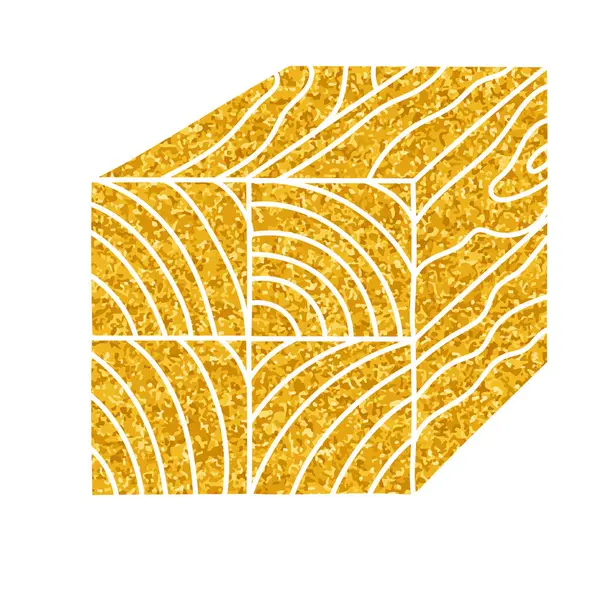 Altın rengi olarak işaretlenmiş tahta direkli çizim