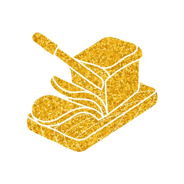 Altın renginde ekmek dilimleme çizimi