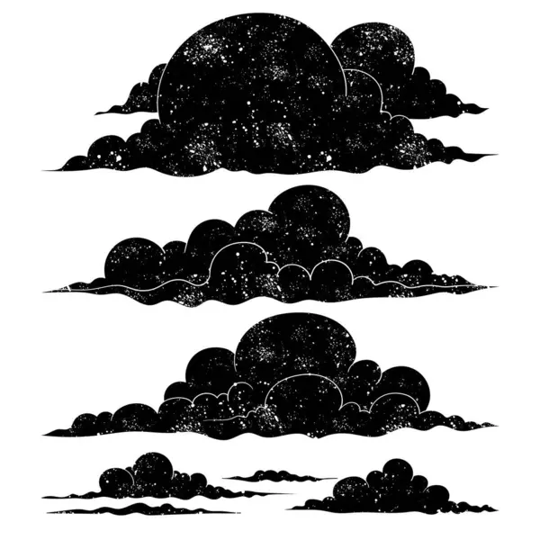 siyah grunge bulut karalama seti