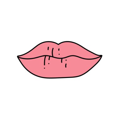 kadın dudak eli çizilmiş renk vektörü çizimi