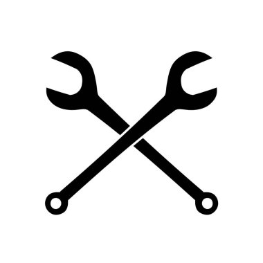 Ahşap testereli ağaç anahtarı siyah el çizili simge