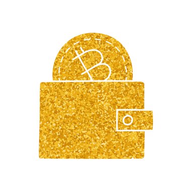 Bitcoin kripto para birimi cüzdanı konsepti altın rengi çizimi