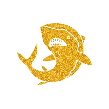 Altın rengi köpekbalığı ikonu çizimi