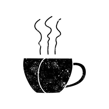 Sıcak su bardağı grunge ile çizilmiş siyah el resmi görünümü