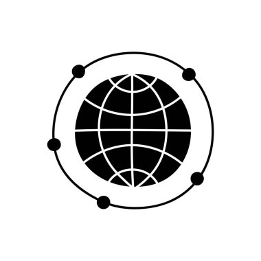 Bağlı dünya siyah el çizilmiş simgesi