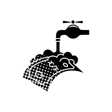 Para yıkama siyah el çizim simgesi yarım ton desen tarzı