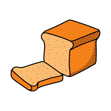 Dilimlenmiş ekmek somunu yarım ton el çizimi renk vektörü çizimi