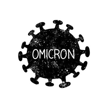 Omicron varyant koronavirüs siyah el grunge görünümü simgesi çizilmiş