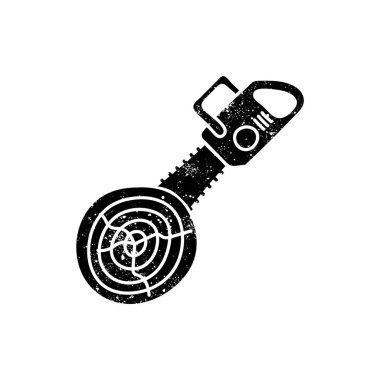 Zincir testeresi odun kesme siyah el çizim simgesi grunge görünüm