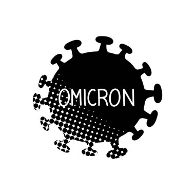 Omicron varyant koronavirüs siyah el çizimi simgesi yarım ton desen tarzı