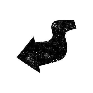 Grunge görünümünde ok siyah el çizilmiş simgesi