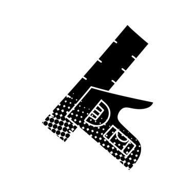 Ahşap çalışma aracı ayarlanabilir cetvel siyah el çizim simgesi yarım ton doku biçimi