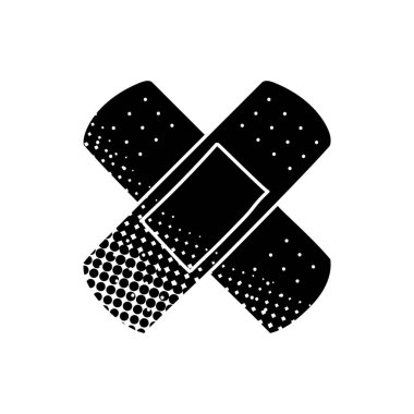 Bandaj şeridi siyah el çizimi simgesi yarım ton doku biçimi