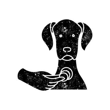 Köpek muayenesi. El steteskopu. Grunge 'a siyah el çizimi ikonu.