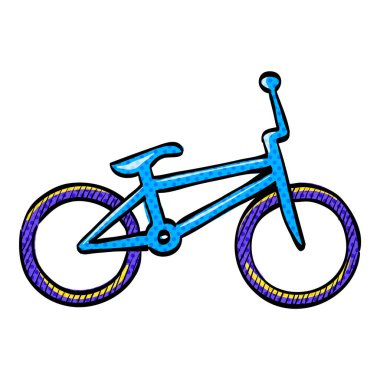 BMX bisiklet yarım ton simgesi elle çizilmiş renk vektörü çizimi
