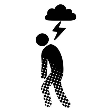 Zihinsel sağlık ikonu depresyonu yarım ton doku simgesi çizilmiş siyah el simgesi