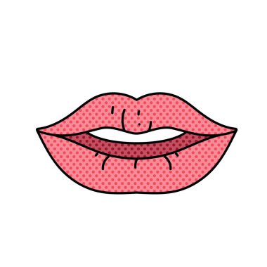 Kadınlar dudak yarım ton el çizimi renk vektörü çizimi
