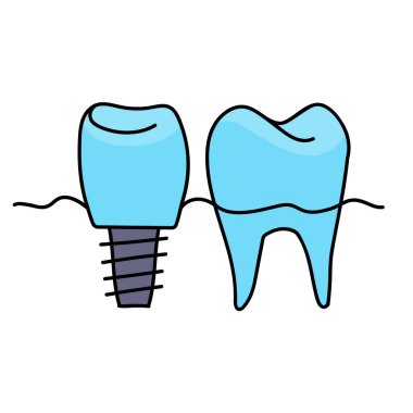 takma dişler elle çizilmiş renk vektörü çizimi