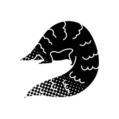 Yarım ton desenli siyah el çizimi pangolin