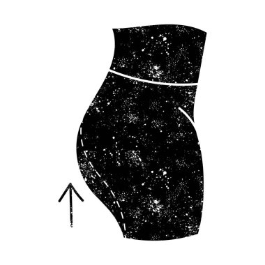 Kadınlar estetik ameliyatla, yağlı yağ aldırma vücuduyla, grunge ile siyah el çizimi ikonu ile karşı karşıya.