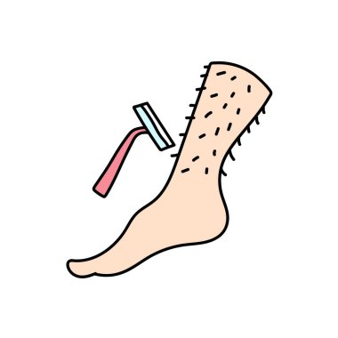 bacak kılı traş etme el çizimi renk vektörü çizimi