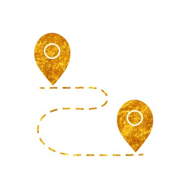 Altın rengi harita rota simgesinde çizim