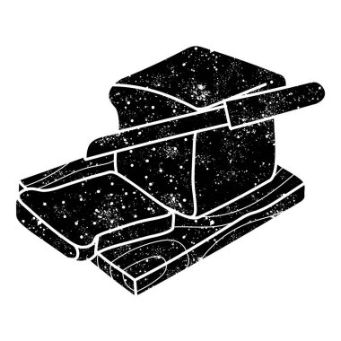 Ekmek dilimleyen siyah el grunge görünümlü simge çizilmiş