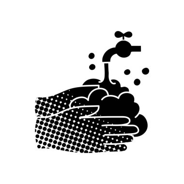 El yıkama siyah el çizimi simgesi yarım ton desen tarzı