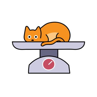 veteriner hayvan ağırlığı ölçeği el çizimi renk vektörü çizimi