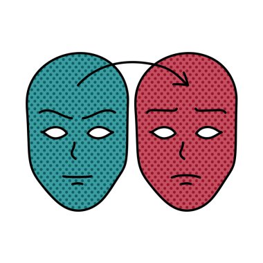 derin sahte yüz değişimi yarım ton el çizimi renk vektörü çizimi