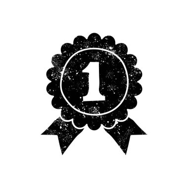 Madalyalar grunge görünümlü siyah el çizimi simgesi