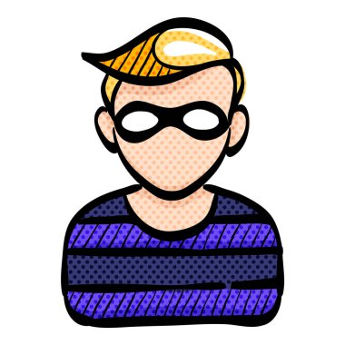 Hırsız yarım ton simgesi elle çizilmiş renk vektörü çizimi