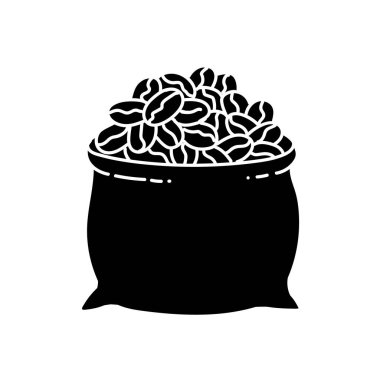 Kahve çekirdekleri siyah el çizimi ikon