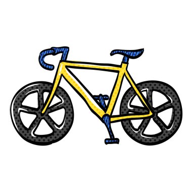 Yol bisikleti yarım ton simgesi elle çizilmiş renk vektörü çizimi