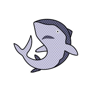 Köpekbalığı yarım ton el çizimi renk vektör çizimi