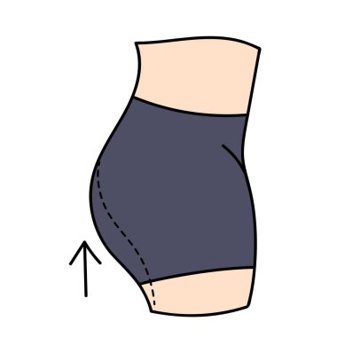 Kadınlar estetik cerrahi yağ aldırma elle çizilmiş renk vektörü çizimi